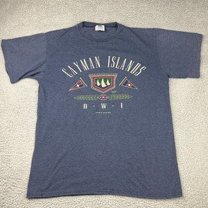 Vintage Cayman Islands Striped T Shirt Size Large‎ Men 90s Made In USA Used